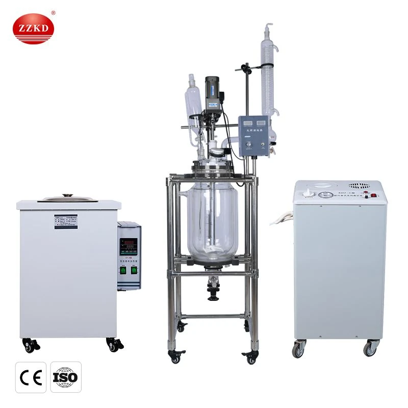 Chemical laboratory double wall glass reactor